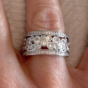 Silver plated CZ  Eternity Ring Sz 6 NWOT